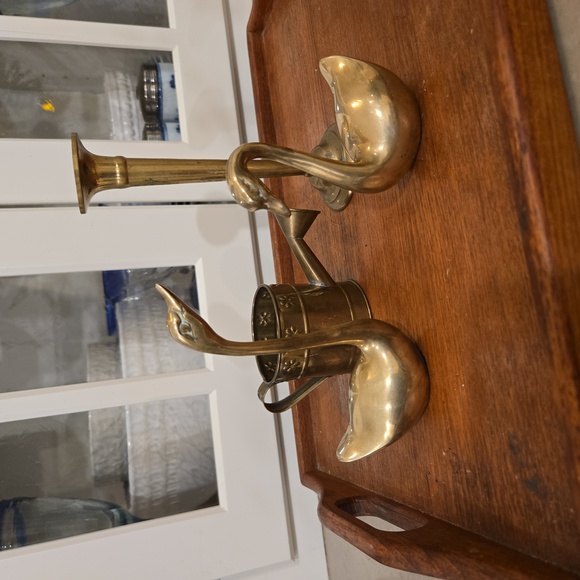 Vintage Brass Swan Figurines and Candle Holder Small Watering Can. - Picture 7 of 7